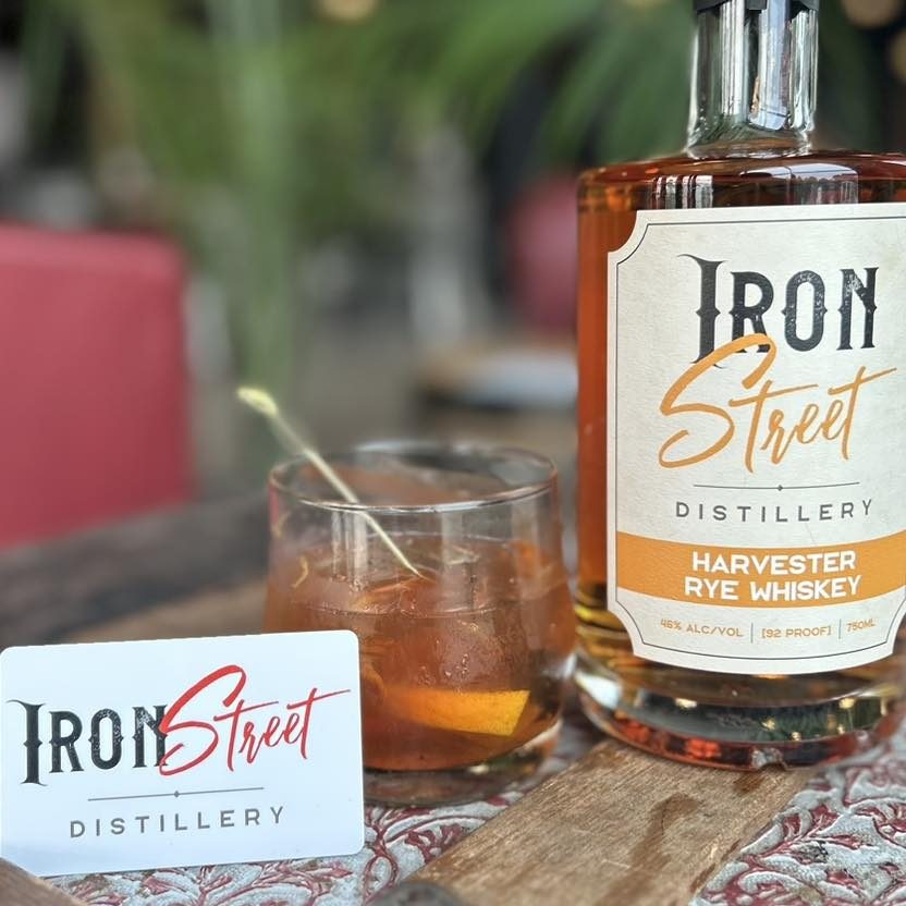 Iron Street Distillery drinks and logo